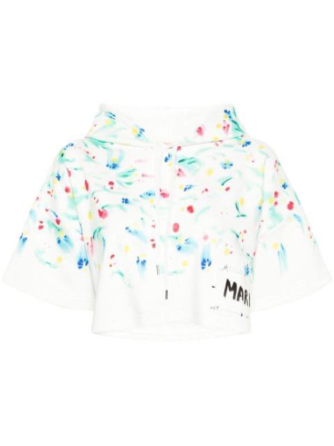 floral-print cotton hoodie by MARNI