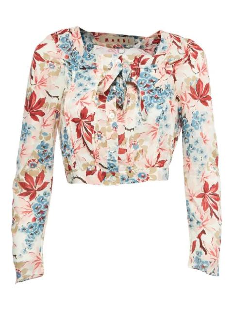 floral-print pleated blouse by MARNI 