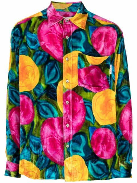floral-print velvet shirt by MARNI
