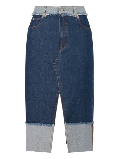 frayed denim midi skirt by MARNI