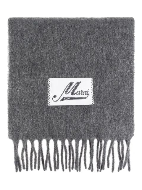 fringed logo scarf by MARNI