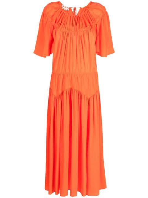 gathered-detailing silk midi dress by MARNI