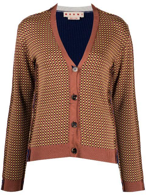 graphic-print V-neck cardigan by MARNI