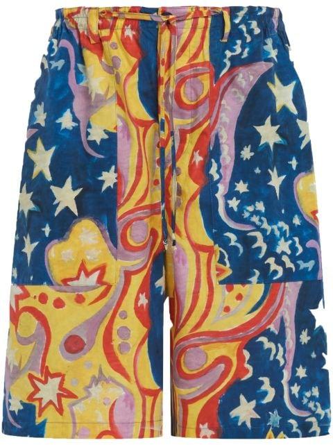 graphic-print drop-crotch shorts by MARNI