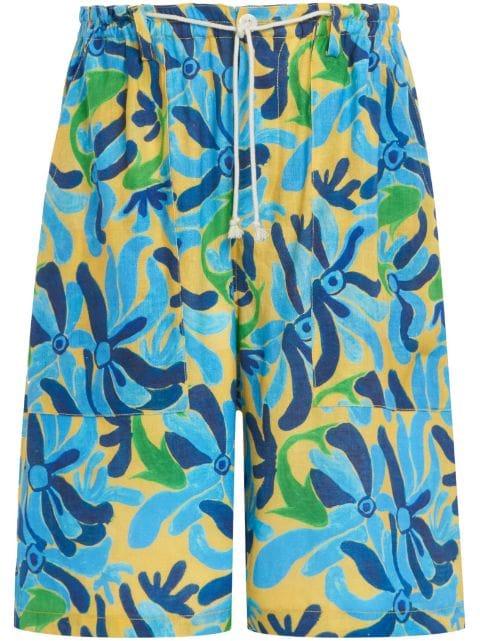 graphic-print drop-crotch shorts by MARNI