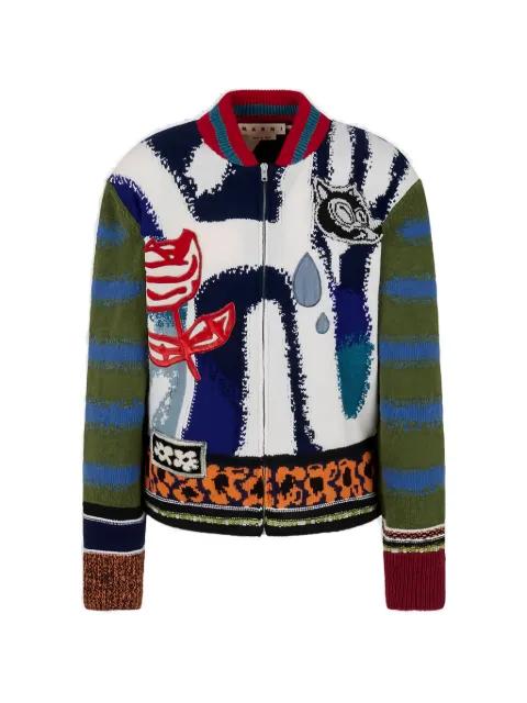 graphic-print zip-up cardigan by MARNI