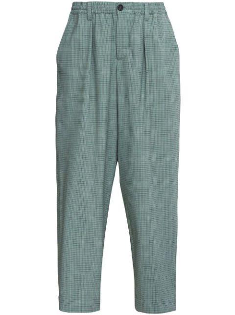 grid-pattern mid-rise pants by MARNI