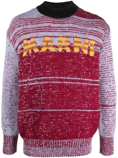 intarsia-knit-logo virgin-wool sweater by MARNI