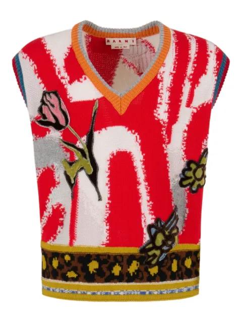 intarsia-knit sleeveless sweater by MARNI