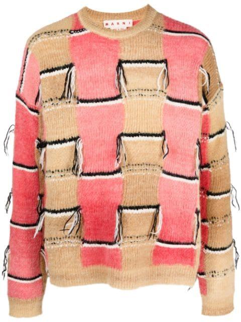 intarsia-motif mohair-blend jumper by MARNI