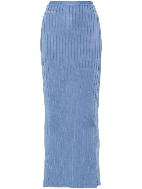 jacquard-logo ribbed maxi skirt by MARNI