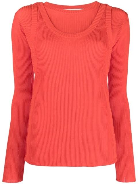layered-effect ribbed-knit jumper by MARNI