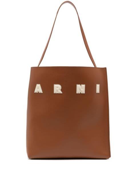 leather Museo medium tote bag with patches by MARNI