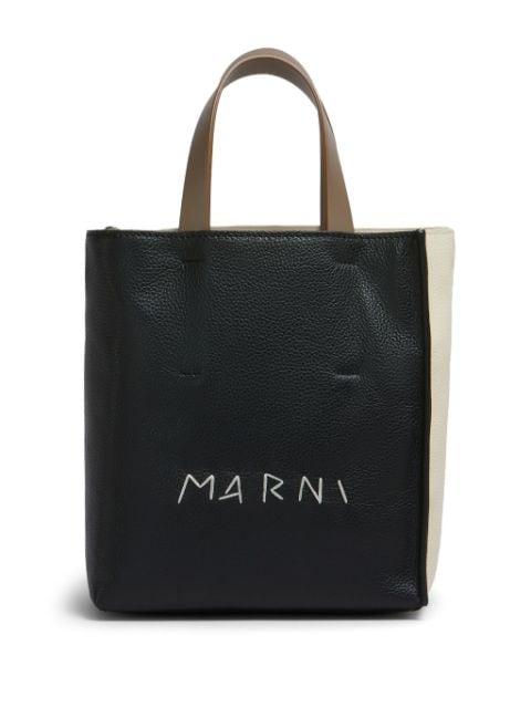 leather Museo mini bag with mending embroidery by MARNI