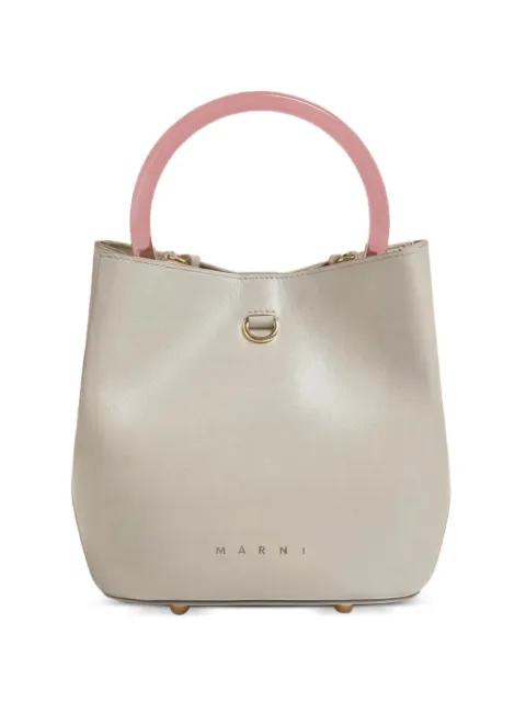 leather Pannier bucket bag by MARNI
