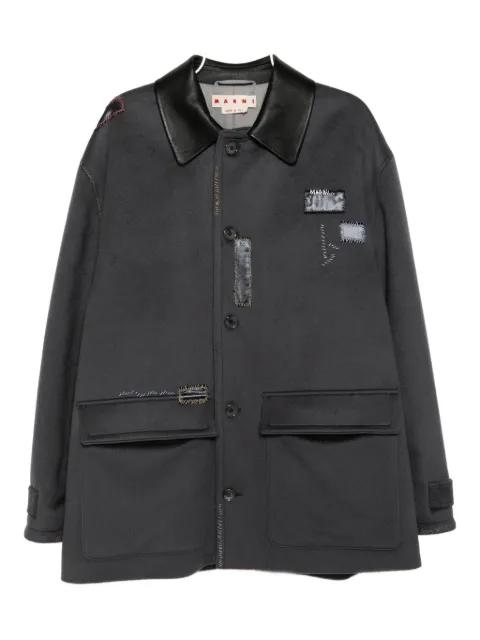 leather collar jacket by MARNI