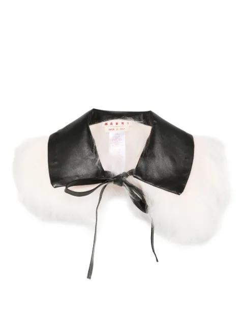 leather-trimmed fur collar by MARNI
