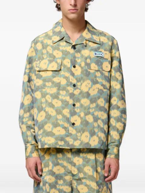 linen-blend shirt with floral print by MARNI