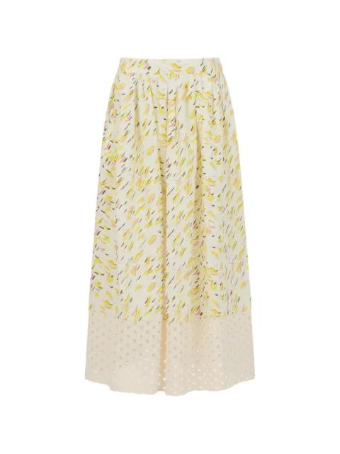 linen skirt with Brushstroke Wave print by MARNI