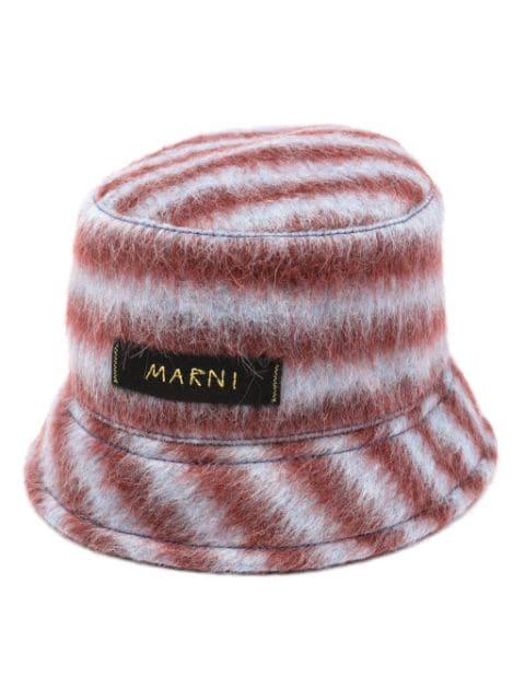 logo-appliqué striped bucket hat by MARNI