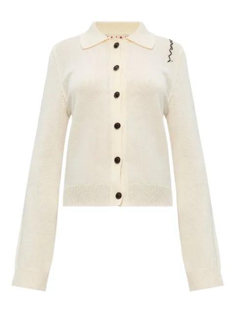 logo-embroidered cardigan by MARNI