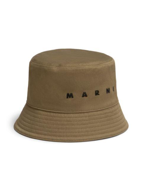 logo-embroidered cotton bucket hat by MARNI