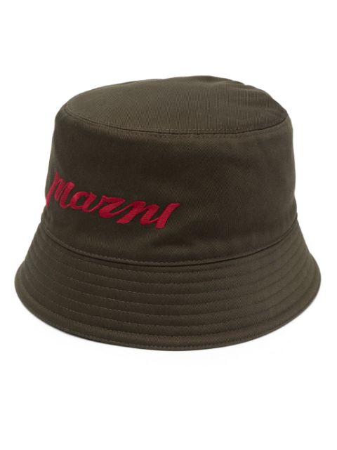 logo-embroidered cotton bucket hat by MARNI