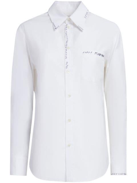 logo-embroidered cotton shirt by MARNI