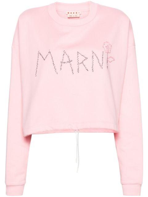 logo-embroidered cropped sweatshirt by MARNI