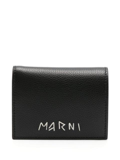 logo-embroidered leather wallet by MARNI