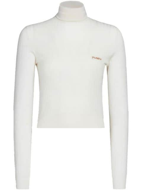 logo-embroidered ribbed jumper by MARNI
