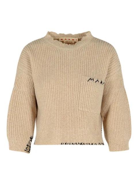 logo-embroidered side-split sweater by MARNI