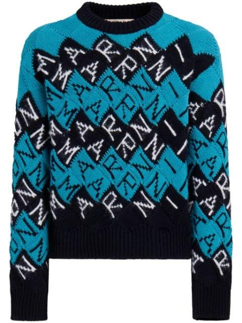 logo intarsia-knit jumper by MARNI