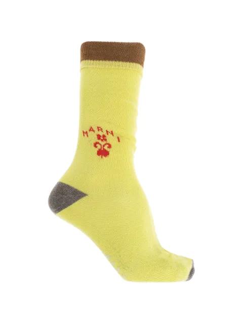 logo-intarsia ribbed-trim socks by MARNI
