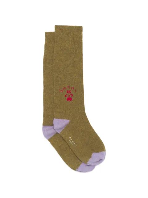 logo-knit rib-trimmed socks by MARNI