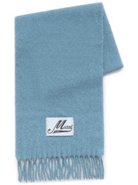 logo-patch alpaca wool-blend scarf by MARNI