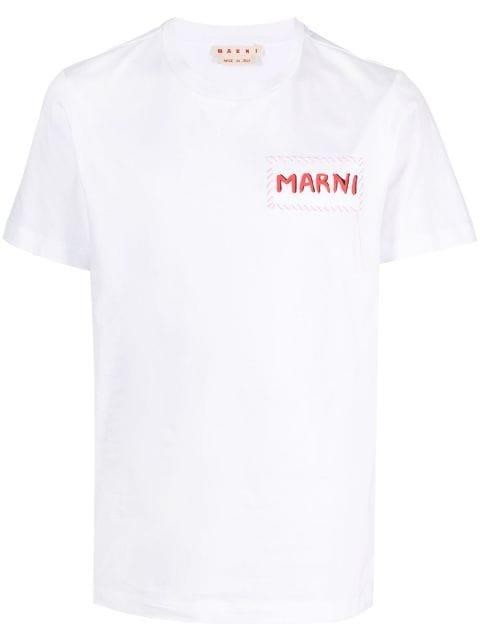 logo-patch cotton T-shirt by MARNI