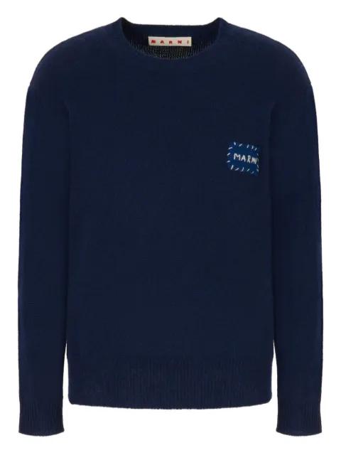 logo-patch crew-neck sweater by MARNI