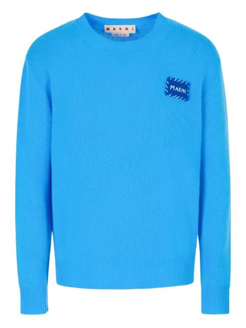 logo-patch crew-neck sweater by MARNI