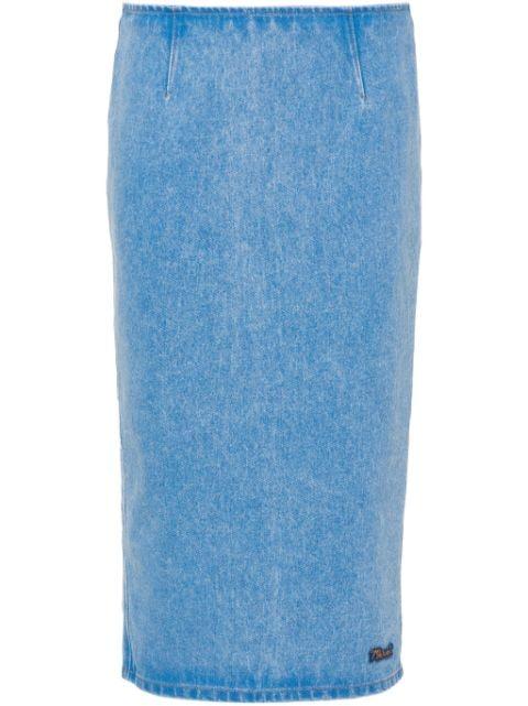 logo-patch denim pencil skirt by MARNI