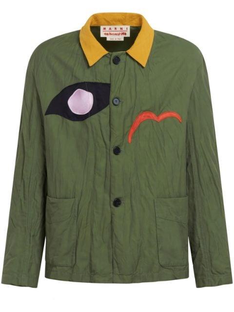 logo-patch shirt jacket by MARNI