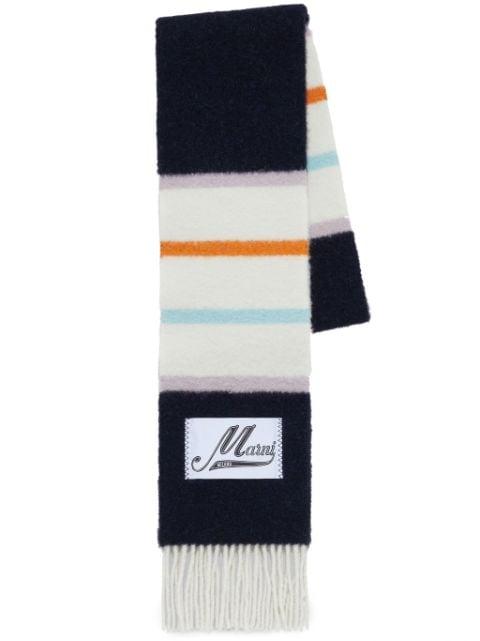 logo-patch striped scarf by MARNI