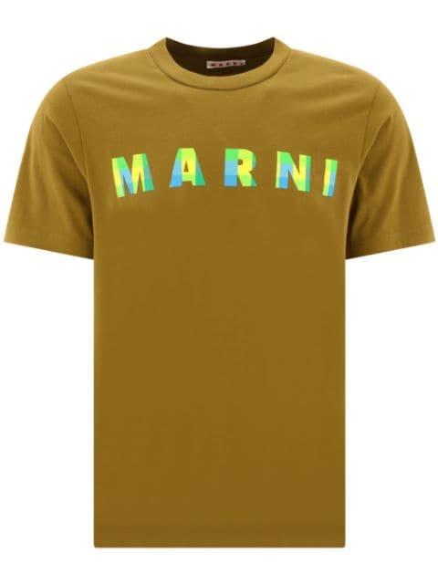 logo-print cotton T-shirt by MARNI