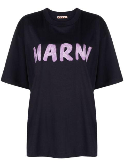 logo-print cotton T-shirt by MARNI
