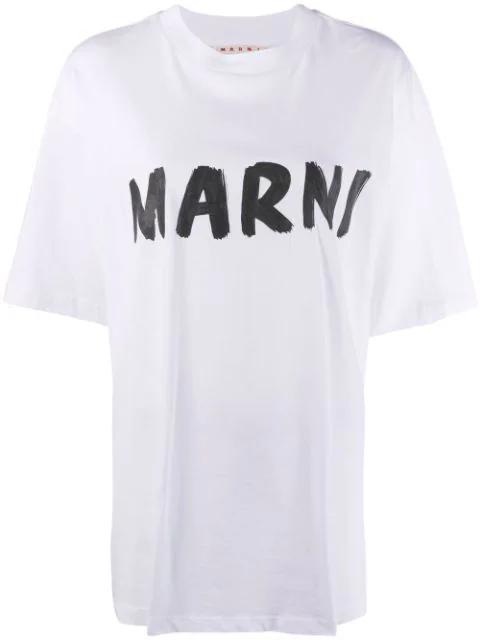 logo-print cotton T-shirt by MARNI