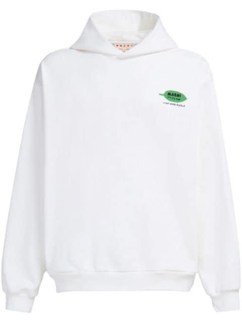 logo-print cotton hoodie by MARNI