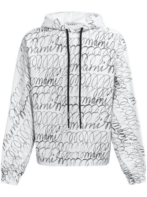 logo-print cotton hoodie by MARNI