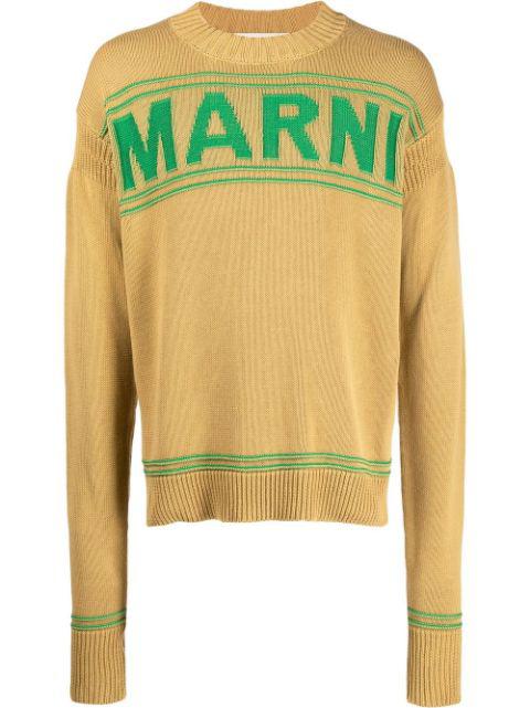logo-print knit jumper by MARNI