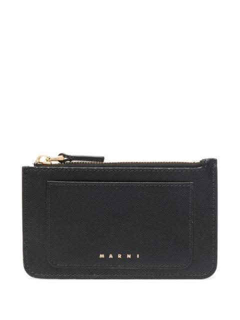 logo-print leather wallet by MARNI
