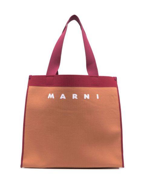 logo print tote bag by MARNI